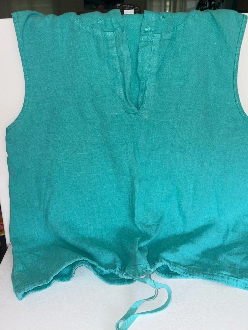 Linen Hooded Beach Cover-Up in Turquoise